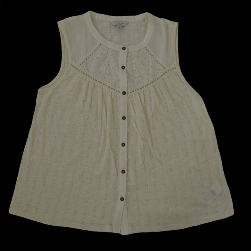Lucky Brand tank top blouse shirt button down ivor